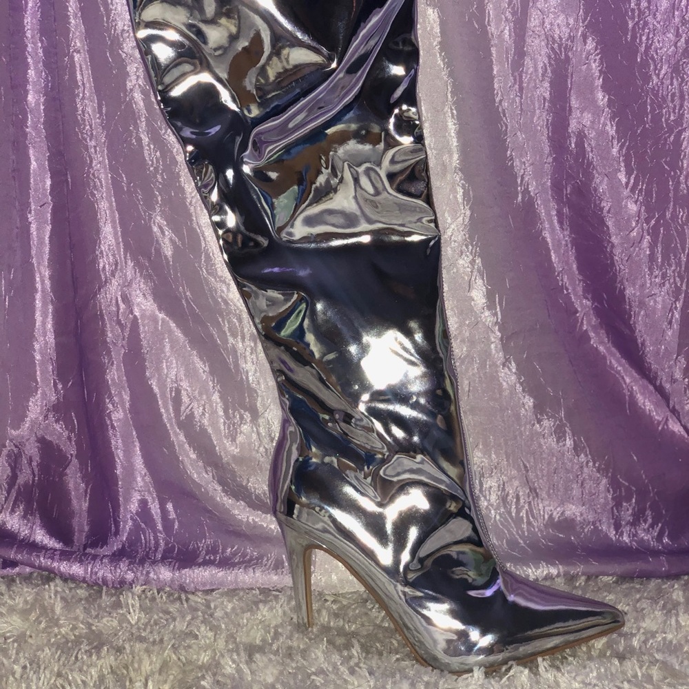 Metallic Thigh High Boot